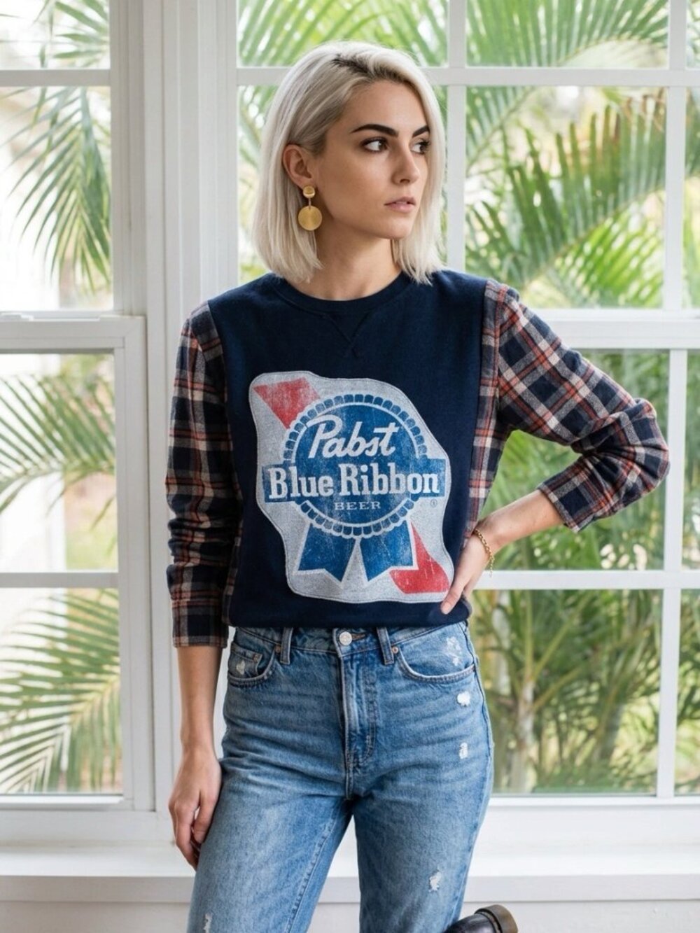 PABST BLUE RIBBON BEER - UPCYCLED SWEATSHIRT